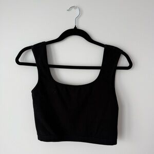 Black Square Neck Low Back Crop Top